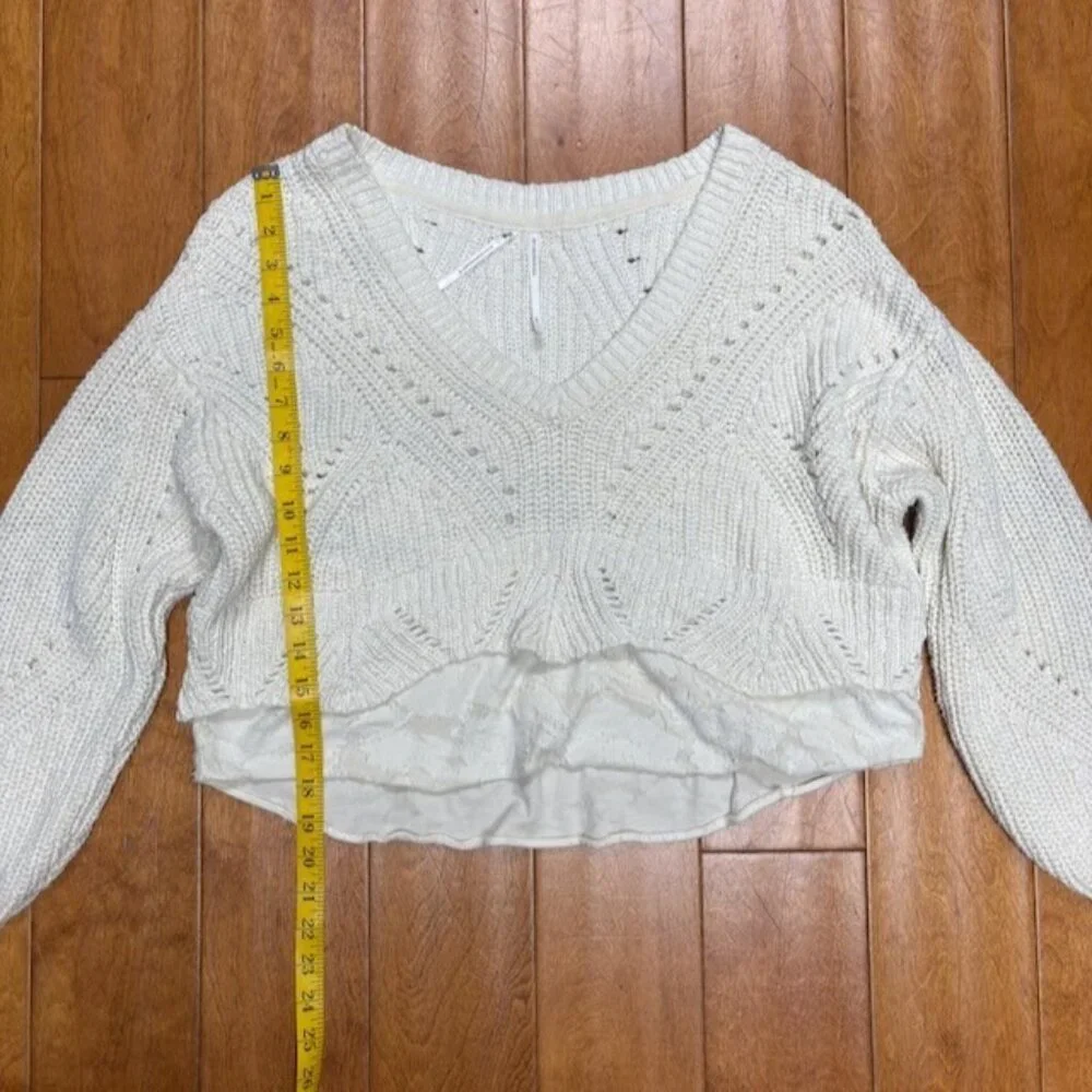 Anthropologie Womens Layered Open Knit Sweater Size LP Boho Oversize Cottagecore